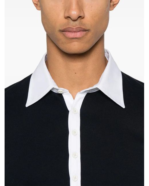 Polo 4 Bar Stripes de tejido jersey Thom Browne de hombre de color Black