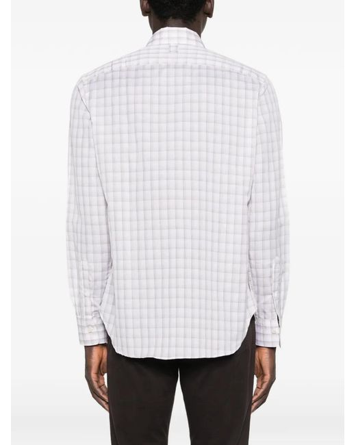 Canali White Checked Shirt for men