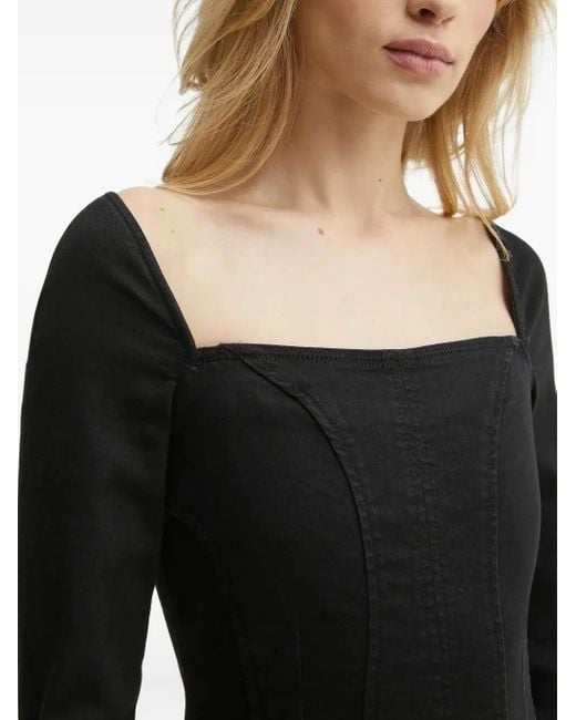Guess Black Square-Neck Denim Dress