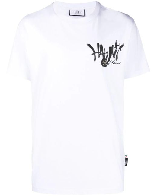 Philipp Plein White Hawaii Ss Cotton T-Shirt for men