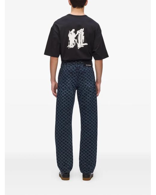 Karl Lagerfeld Blue All-over Monogram-print Jeans for men