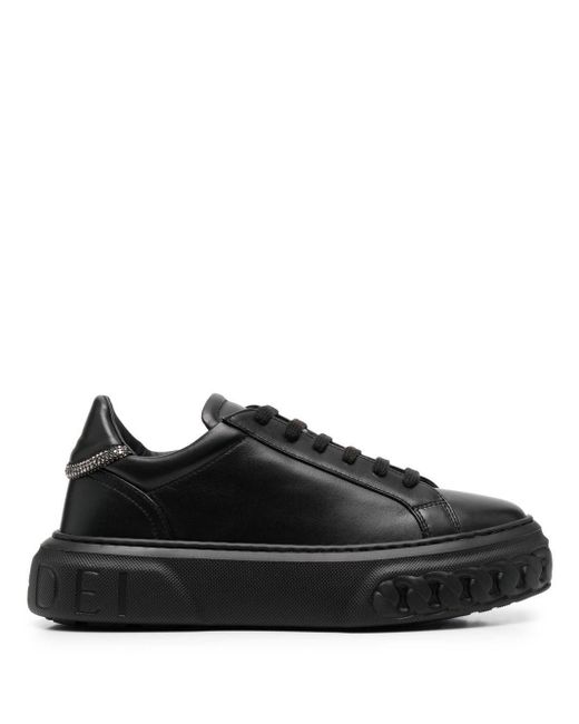 Casadei Leather Off Road Bead-trim Platform Sneakers in Black | Lyst ...