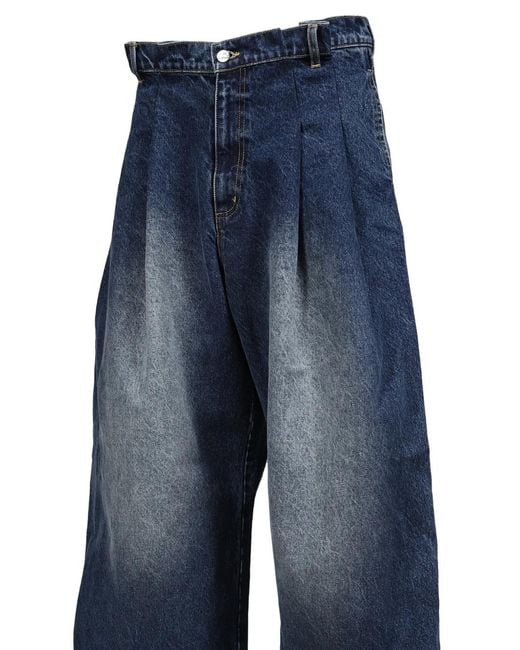 Natasha Zinko Blue Pleated Wide-Leg Jeans