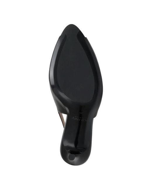 POTAMY Black Bow-Detail Peep-Toe Pumps