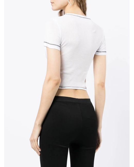 Helmut Lang White T-Shirt À Design Drapé