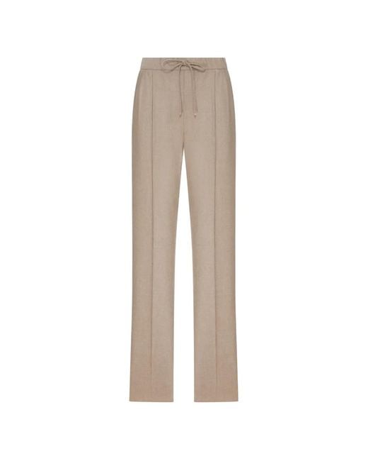 Max Mara Natural Drawstring Pressed-Crease Trousers