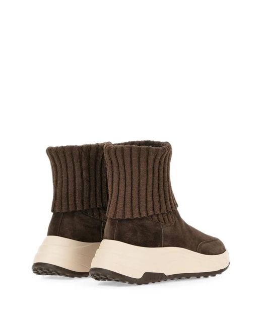 Hogan Brown Hi-Fi Ribbed-Knit Sneakers