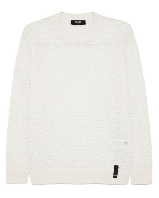 Fendi Pullover Mit Ff-Muster in White für Herren