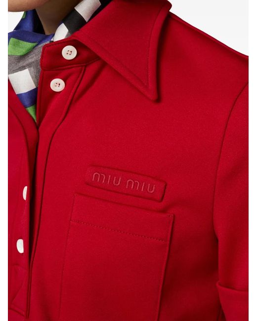 Miu Miu Red Jersey Tec Polo Shirt