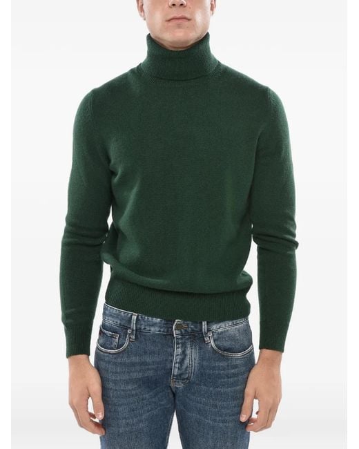 Malo Green Turtleneck Knit Sweater for men