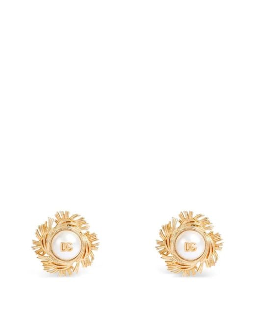Dolce & Gabbana Metallic Cabochon Clip Earrings