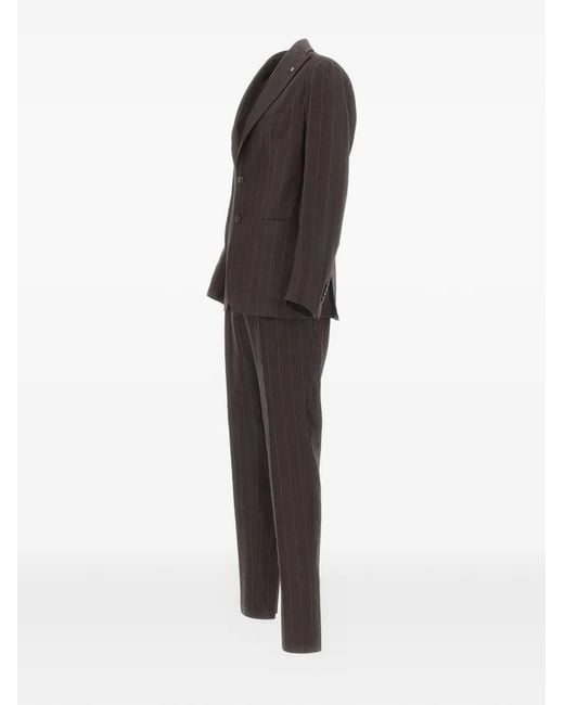 Tagliatore Black Pinstriped Patch-Pocket Suit for men