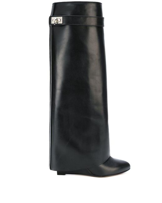 Givenchy Black Shark Lock Knee-high Boots