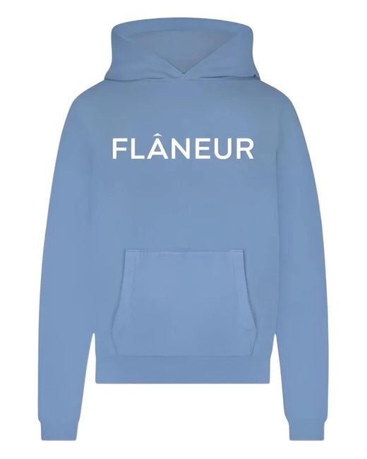 flâneur Blue Logo-Print Hoodie for men