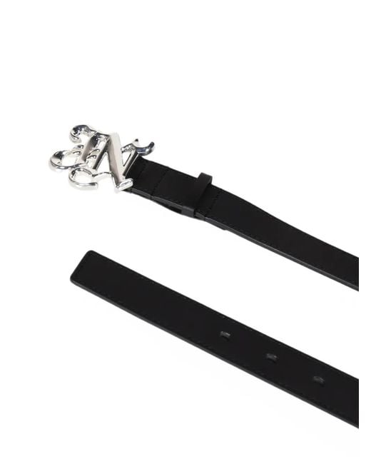 JUN/NAKAYAMA White Logo-Buckle Leather Belt for men