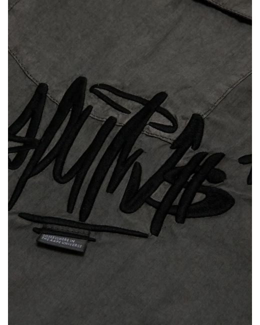 Aape By A Bathing Ape Black Logo-Tape Cotton-Blend Shirt for men