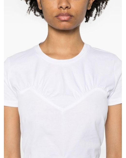 Elisabetta Franchi White Logo-pin Cropped T-shirt