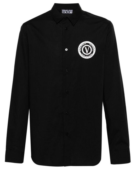 Versace Black Logo-print Cotton Shirt for men