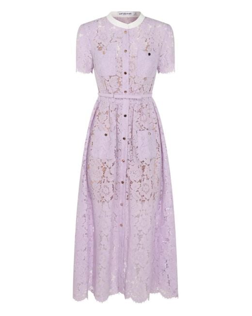 Abito Midi Con Bottoni di Self-Portrait in Purple