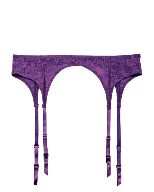 Fleur du Mal Purple Le Stretch Lace Garter Belt