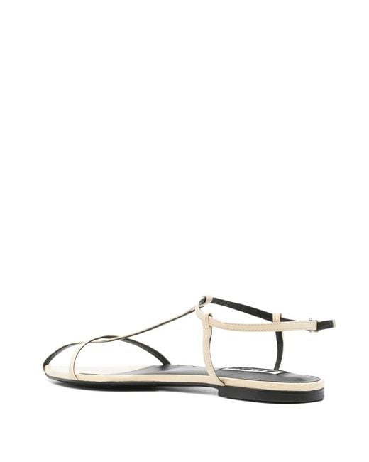 Jil Sander White Leather Flat Sandals