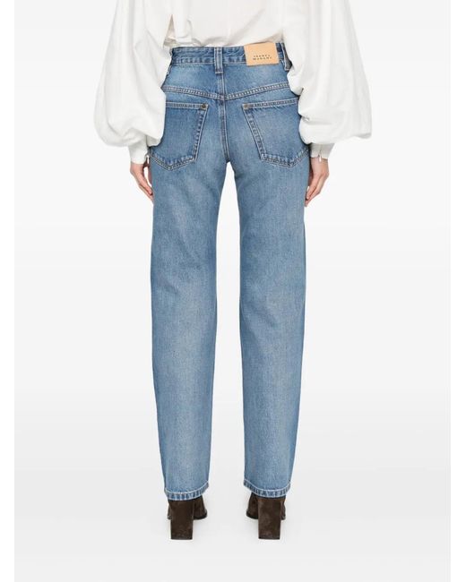 Isabel Marant Blue Buckled Patch-Pocket Jeans