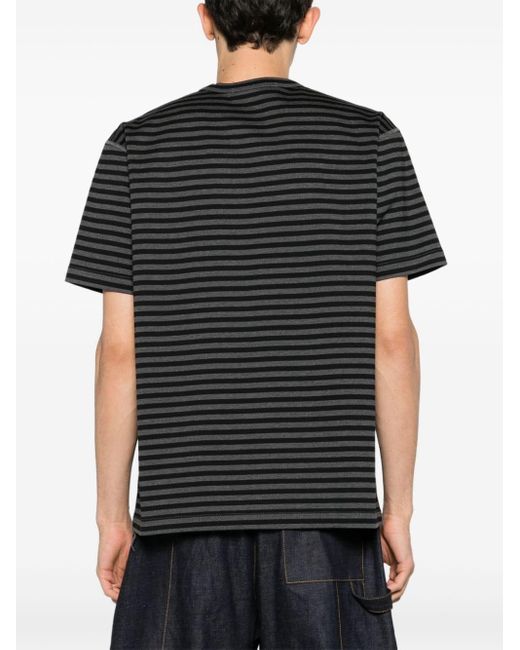 Junya Watanabe Black Striped Crew-neck T-shirt for men