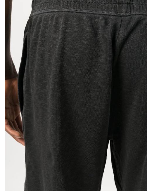 James Perse Black Mélange-Effect Cotton Track Shorts for men