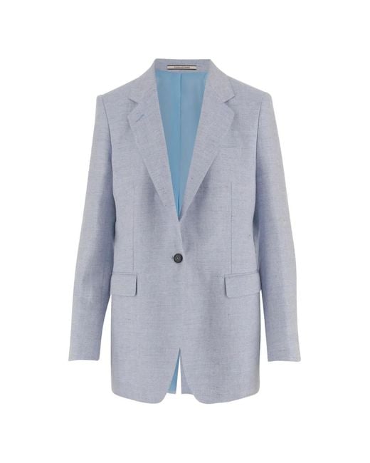Tagliatore Blue Adrianne Herringbone-Pattern Single-Breasted Blazer