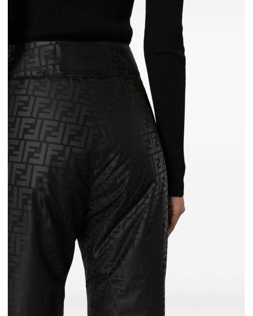 Pantaloni dritti con stampa FF di Fendi in Black