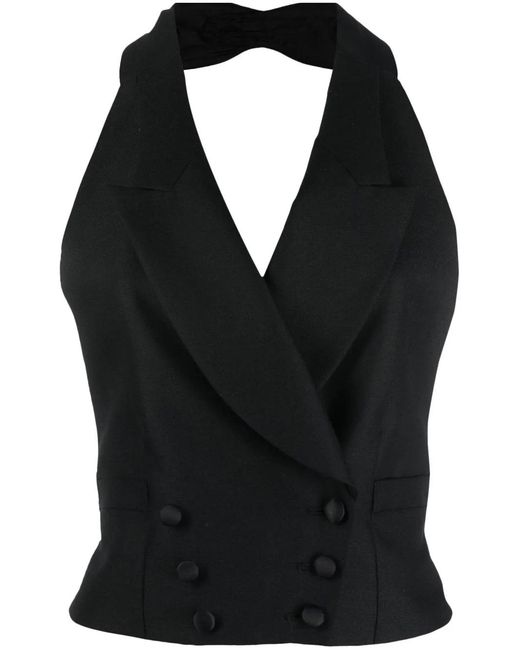 Maison Margiela Black Halterneck Double-Breasted Waistcoat