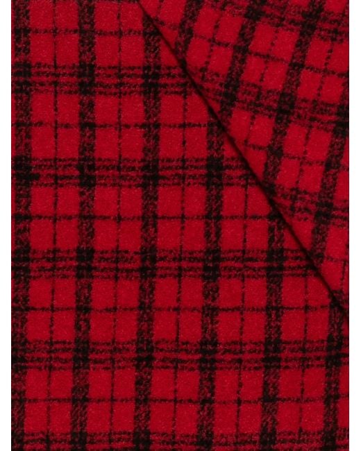 Destin Red Checked Fringed Scarf