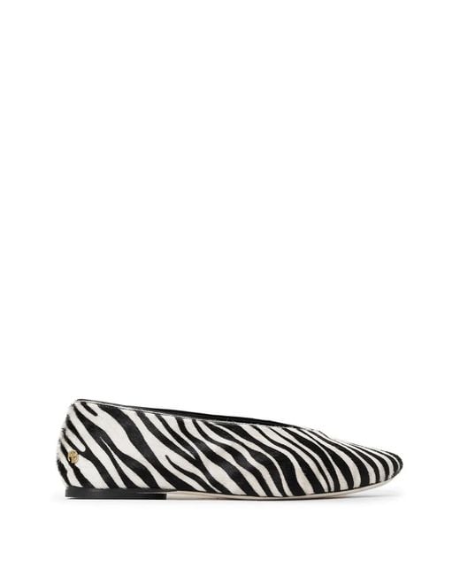 Anine Bing White Ana Flats Calf Hair Zebra