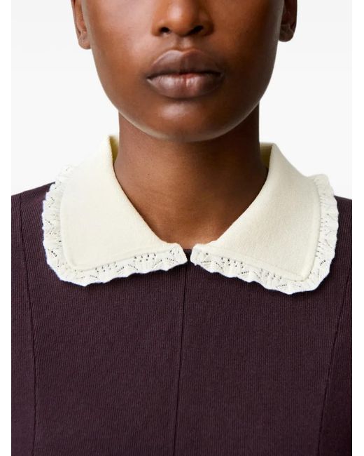 Claudie Pierlot Purple Contrast Collar Knit Skater Dress