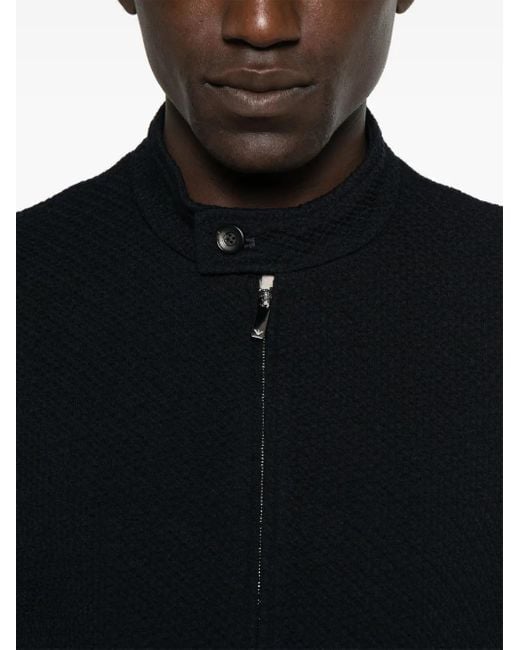 Emporio Armani Black Wool Blend Blouson Jacket for men