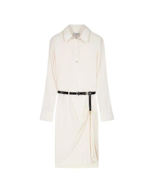 Coperni White Belted Draped Dress
