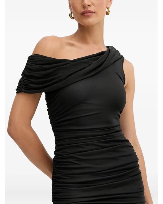 Guess Black Patty Draped Ruched Mini Dress