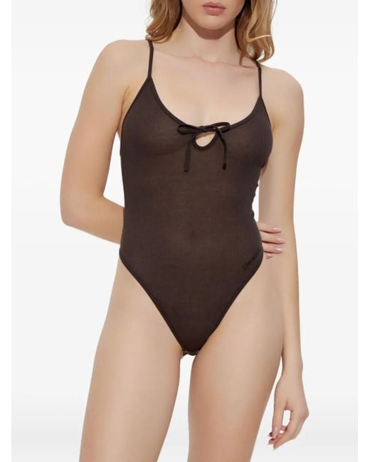 DSquared² Brown Bow-Detailing Bodysuit