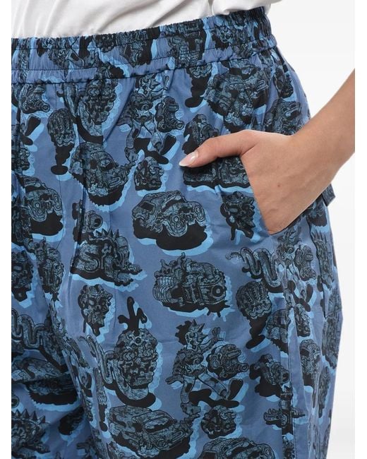 Stella McCartney Blue Patterned Elastic-Waist Shorts