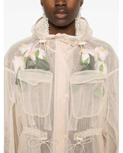 Abrigo largo con apliques florales Simone Rocha de color Natural