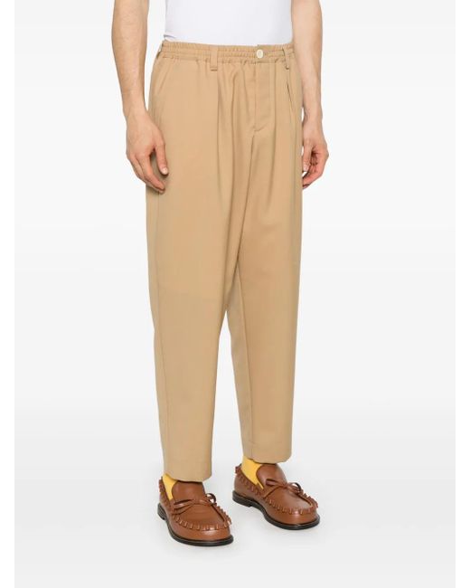 Marni Natural Wool Drawstring-Waist Trousers for men