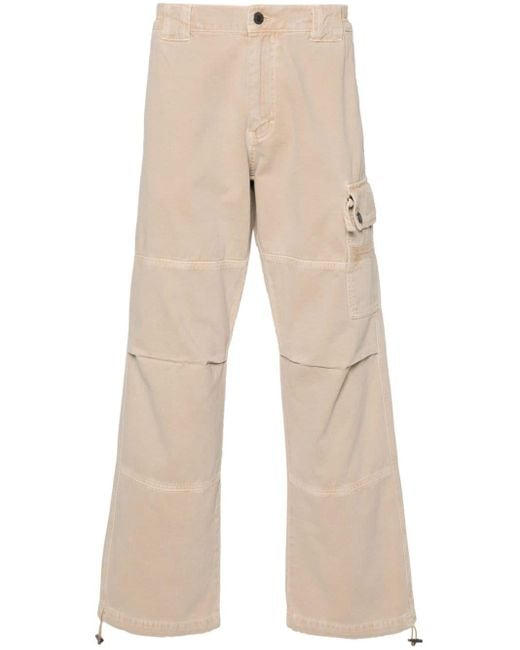 Moschino Natural Logo-embroidered Cotton Trousers for men