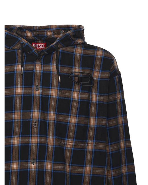 DIESEL Black Check-Pattern Hooded Jacket for men