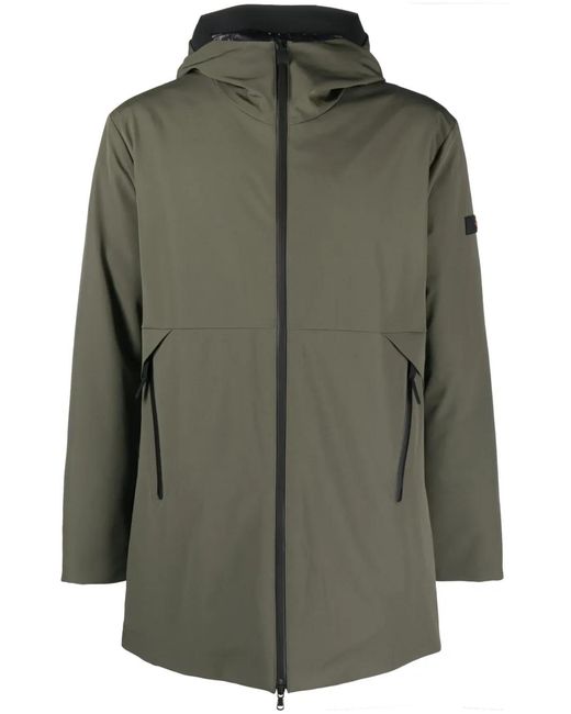Peuterey Green Logo-Patch Hooded Coat for men