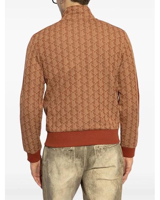 Lacoste Brown Monogram-Pattern Cardigan for men