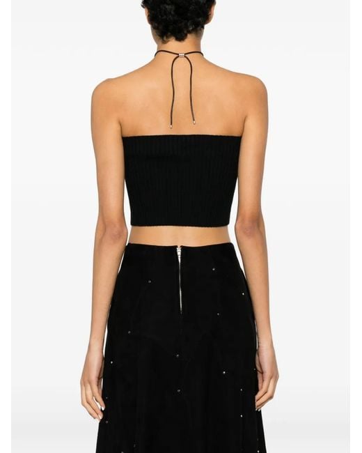 Chloé Black Ribbed-Knit Bandeau Top