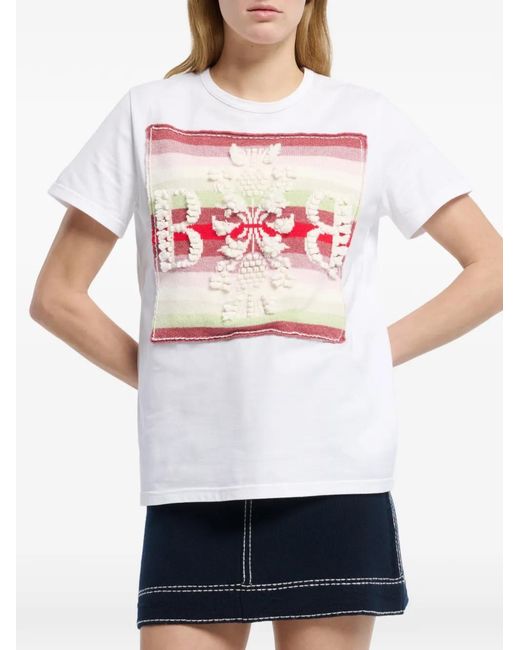 Barrie White Striped Logo-Patch T-Shirt