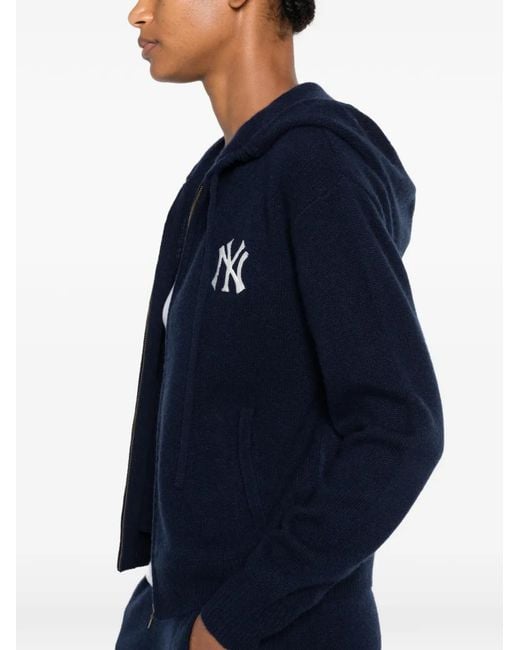 Sporty & Rich Blue Heritage Yankees Serif Hood Cardigan