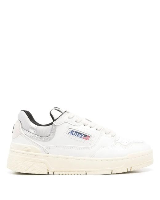 Autry White Low-Top Smooth Leather Sneakers With Perforated Detailing