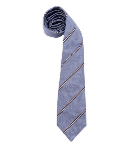 Corbata de seda a rayas Brunello Cucinelli de hombre de color Blue